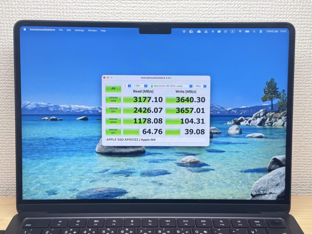 Storage read speed 3177 MB/s on MacBook Air M4