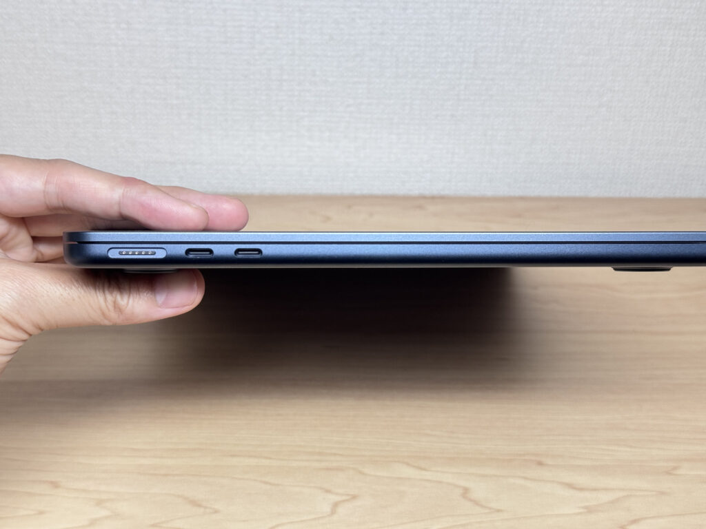 MacBook Air M4 side profile showing thin design