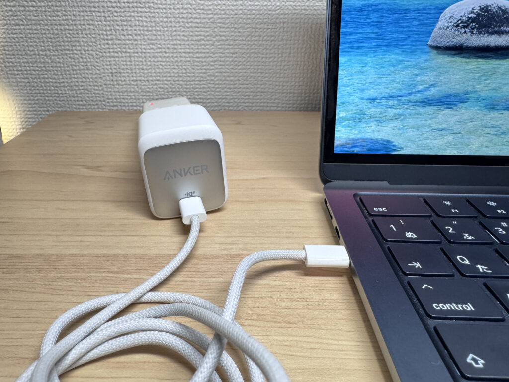 MacBook Air M4 charging via USB-C