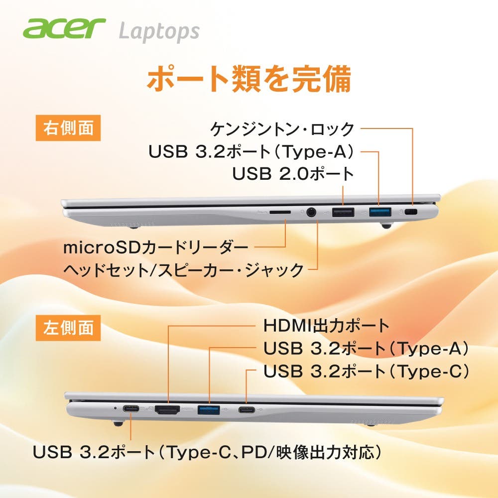 HDMI・USB-Aも揃った豊富な端子