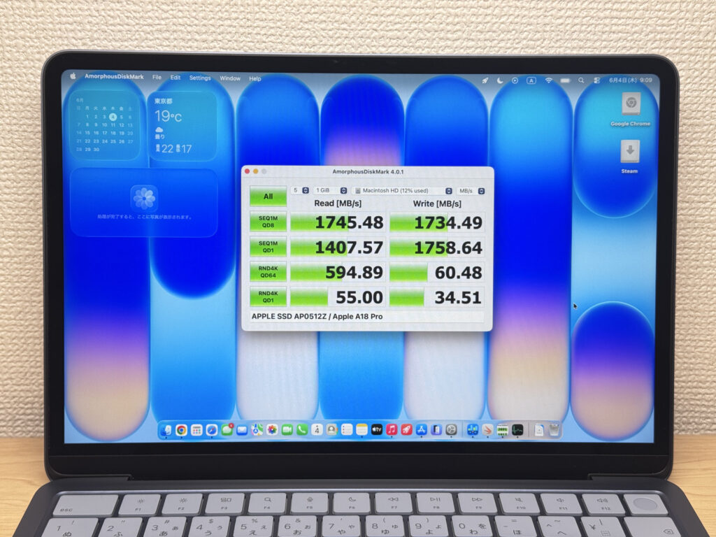 SSD read/write speeds — adequate for everyday use