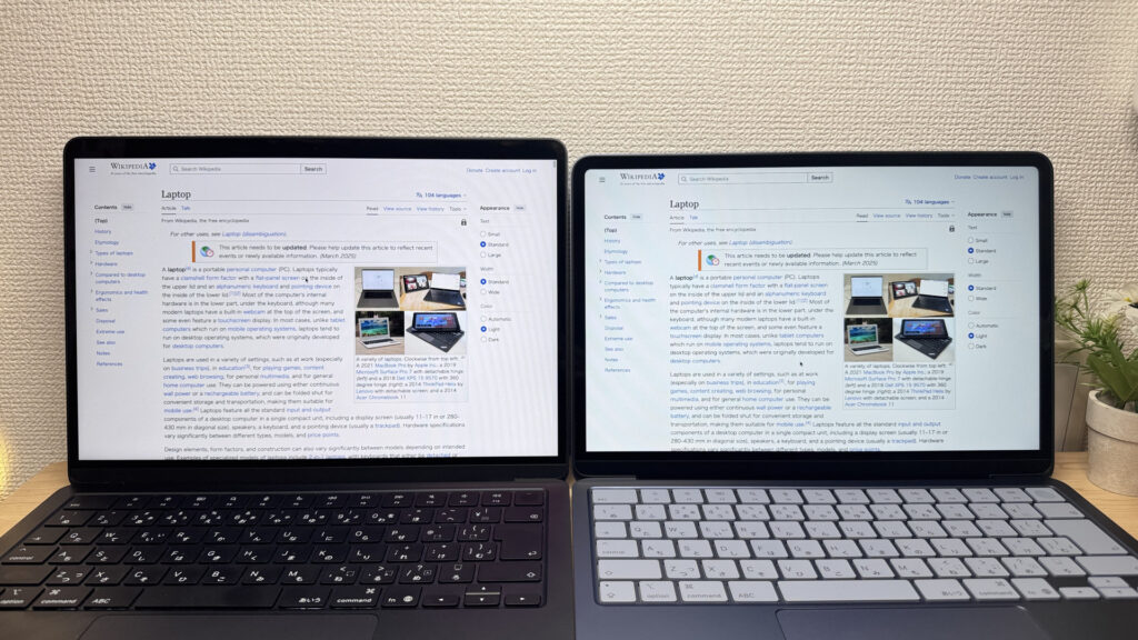 16:10 display with screen real estate comparable to the MacBook Air