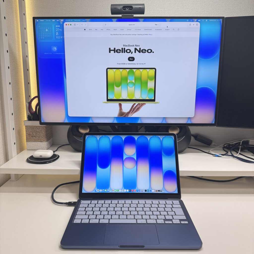 Direct USB-C output to a 27-inch 4K monitor works seamlessly