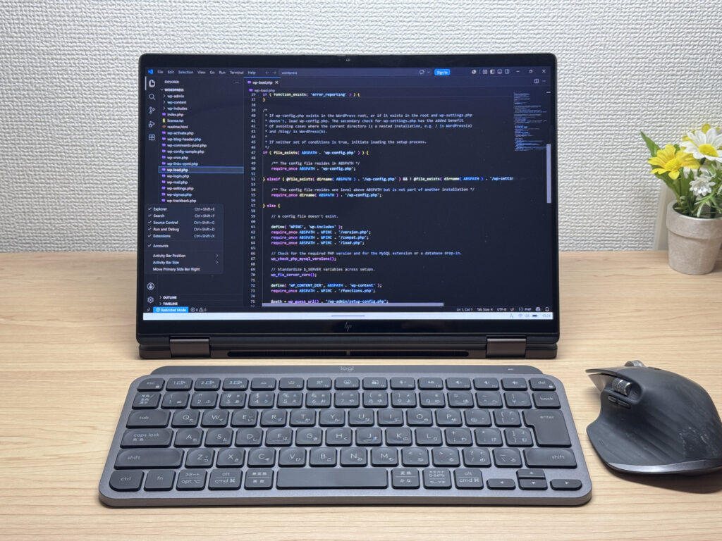 Display-Modus mit angeschlossener externer Tastatur