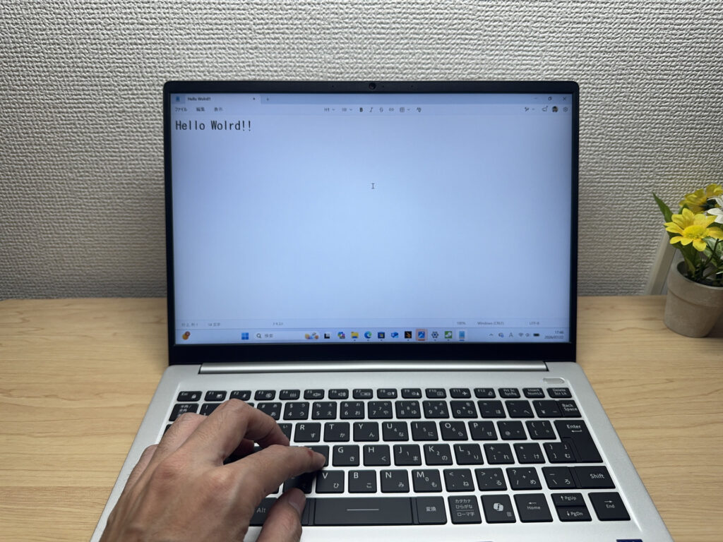 実際にタイピングしている様子