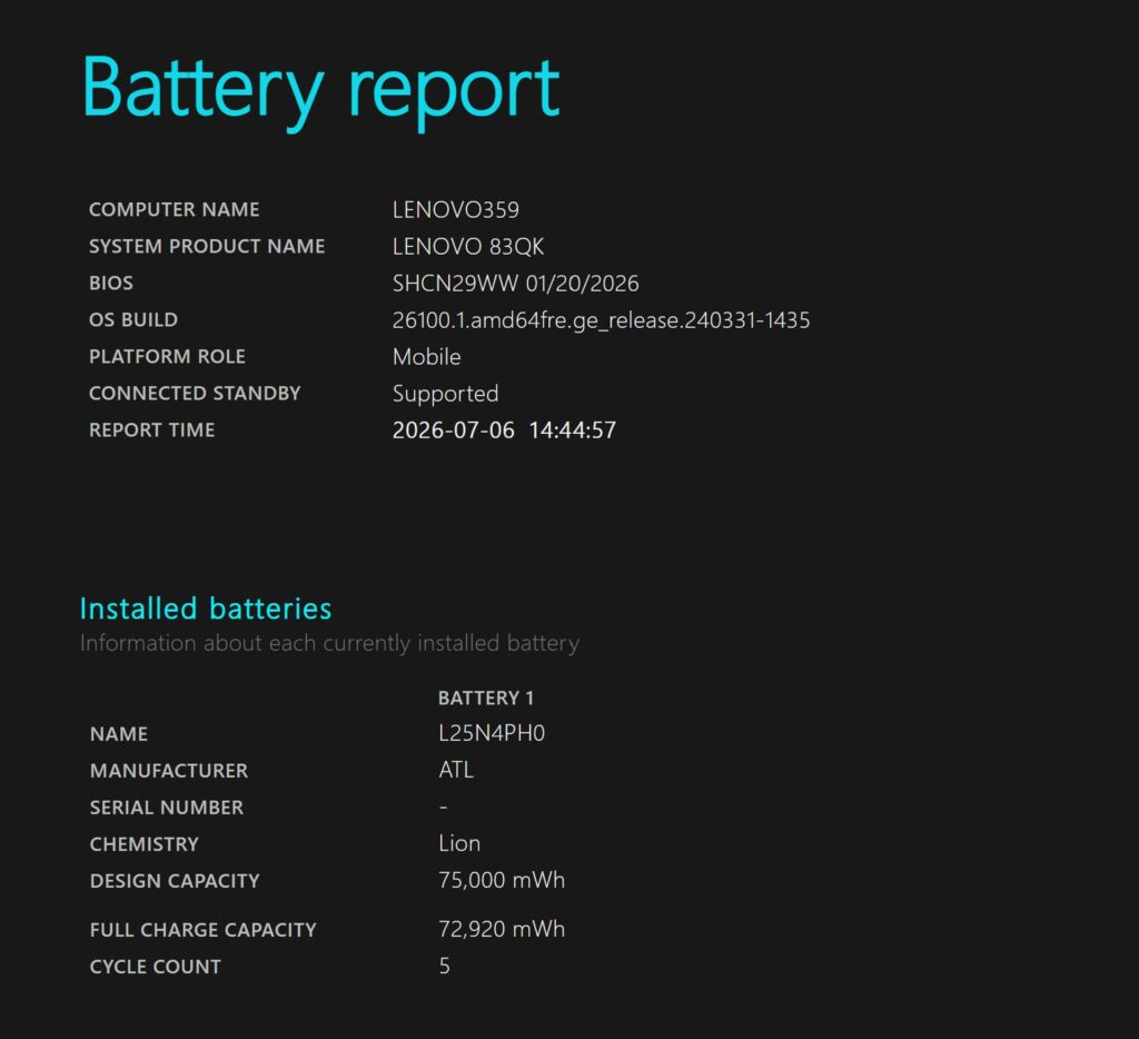 Battery report